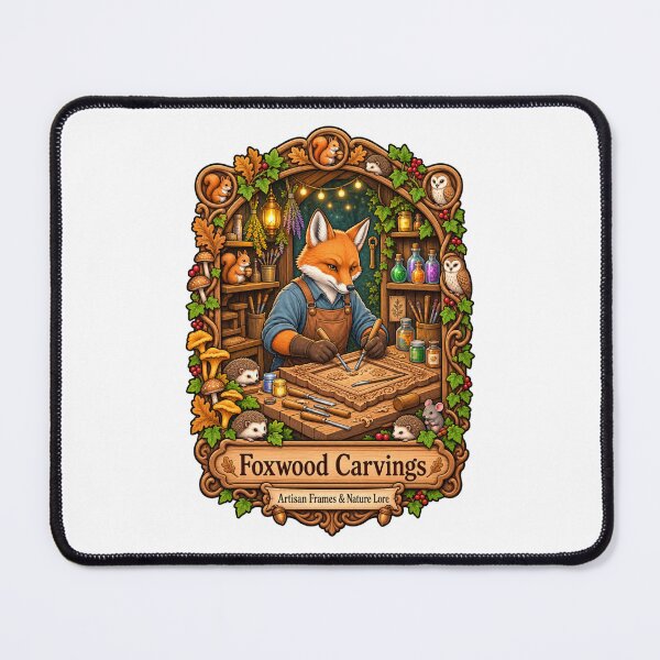 Item preview, Foxwood Carvings | Woodland Fox Woodcarver | Artisan Frames & Nature Lore designed and sold by MrDev.