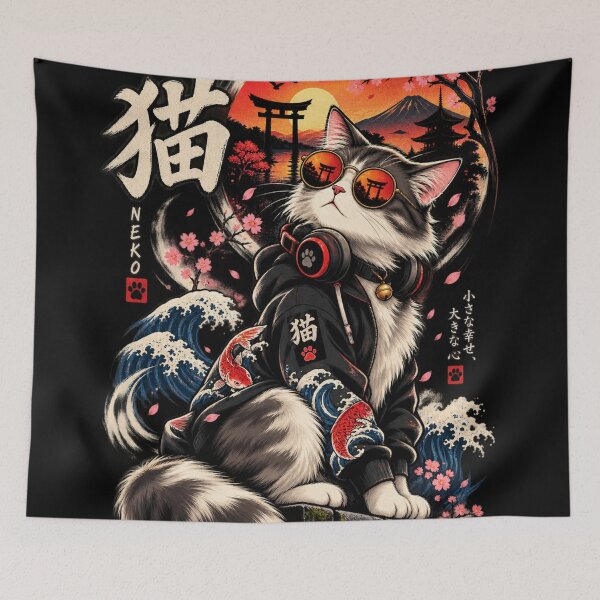 Item preview, Cool Neko Cat - Japanese Streetwear designed and sold by GenZFashion000.