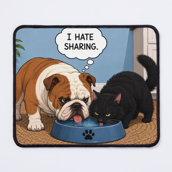 Item preview, I Hate Sharing Funny English Bulldog and Black Cat designed and sold by AnimalMarvels.