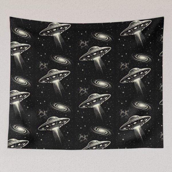 Item preview, UFO Abduction Ascii Art Space Alien Flying Saucer designed and sold by d247.
