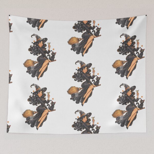 Item preview, Elegant Witch Pin Up Retro Cartoon Halloween designed and sold by Nacho Average Designs.
