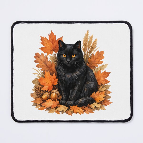 Item preview, Black Cat In The Autumn Leaves Shirt, Cottagecore Halloween Botanical Tee designed and sold by PhylonBoxx.