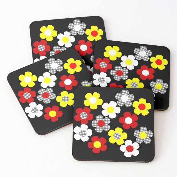 Item preview, White Red Yellow Tartan Pattern Flowers Print Shapes Mania designed and sold by Shapes-Mania.