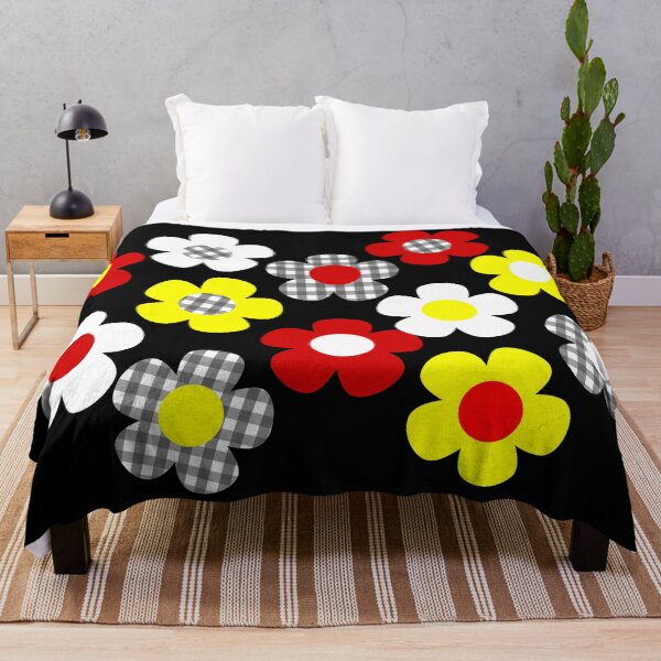 Item preview, White Red Yellow Tartan Pattern Flowers Print Shapes Mania designed and sold by Shapes-Mania.