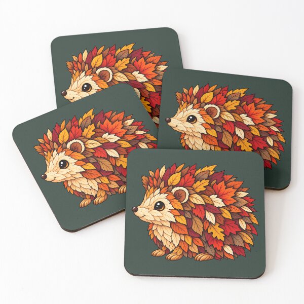 Item preview, Autumn Leaf Hedgehog Woodland Illustration designed and sold by  MAD's Recreation Studio.