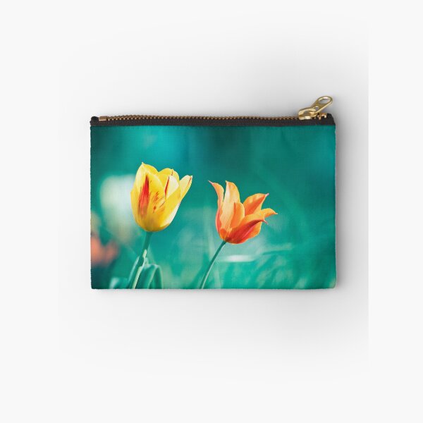 Item preview, Teal Orange Nature Photography, Turquoise Yellow Tulips, Aqua Teal Flower designed and sold by Carolyn Cochrane.
