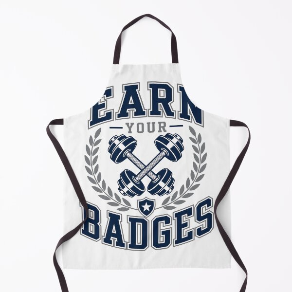 Item preview, Earn Your Badges – Collegiate Athletic Lettering – Crossed Dumbbells & Victory Wreath – Retro Gym Art designed and sold by bobscraze.