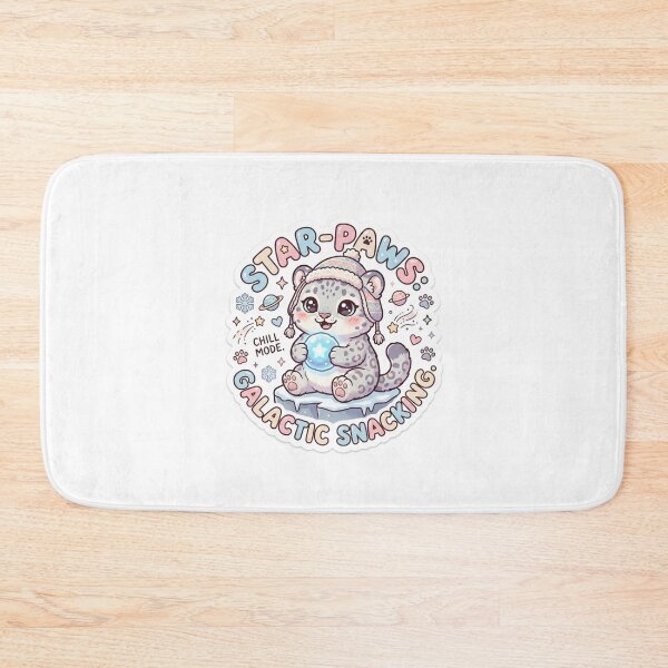 Item preview, Snow Leopard – Kawaii "Star-Paws Galactic Snacking" Sticker designed and sold by Chipkooo.