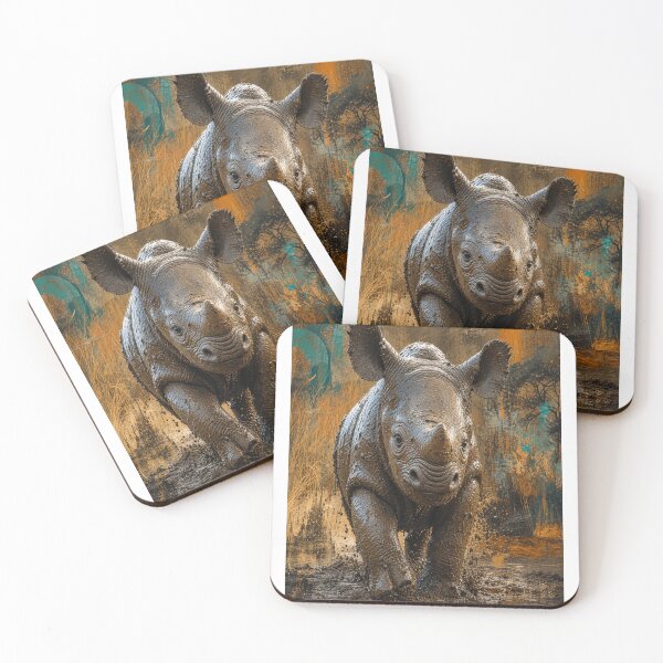 Item preview, Rinoceronte negro bebé embarrado designed and sold by Artnovalty.redbubble.com.