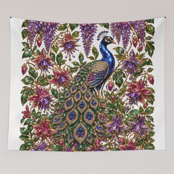 Item preview, MAJESTIC CRYSTAL PEACOCK BIRD & FLOWERS JEWELS designed and sold by wordspixies.