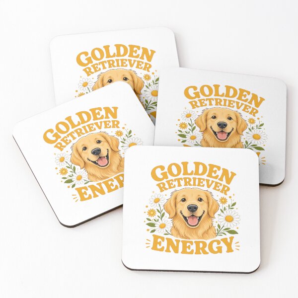 Item preview, Golden Retriever Energy – Happy Cartoon Golden Retriever – Sunny Daisy Flower Design – Dog Lover Art designed and sold by bobscraze.