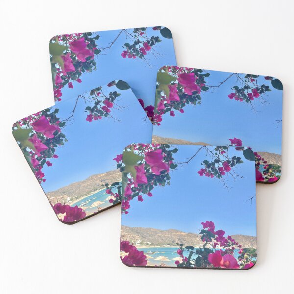 Item preview, Greek Beach Framed by Pink Flowers designed and sold by olivia-wilbur.