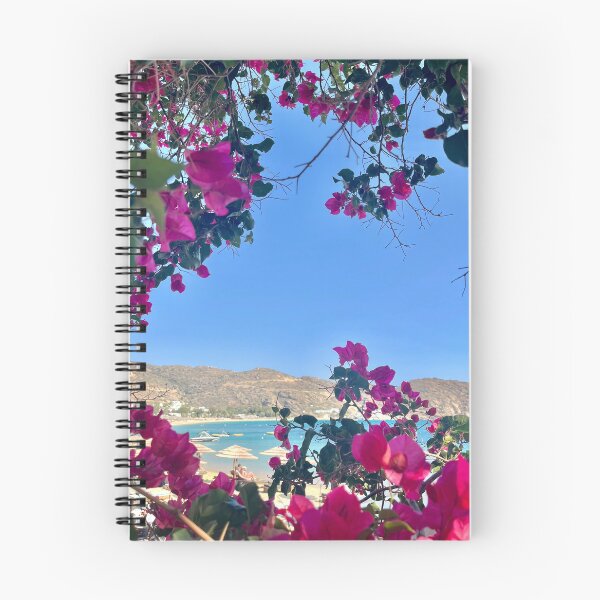 Item preview, Greek Beach Framed by Pink Flowers designed and sold by olivia-wilbur.