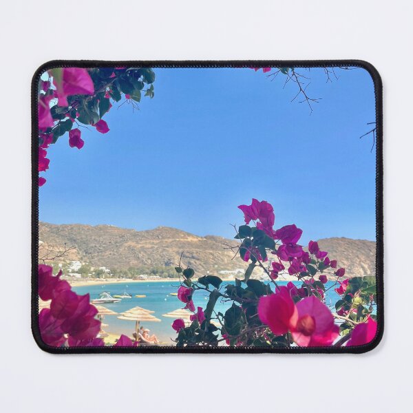 Item preview, Greek Beach Framed by Pink Flowers designed and sold by olivia-wilbur.
