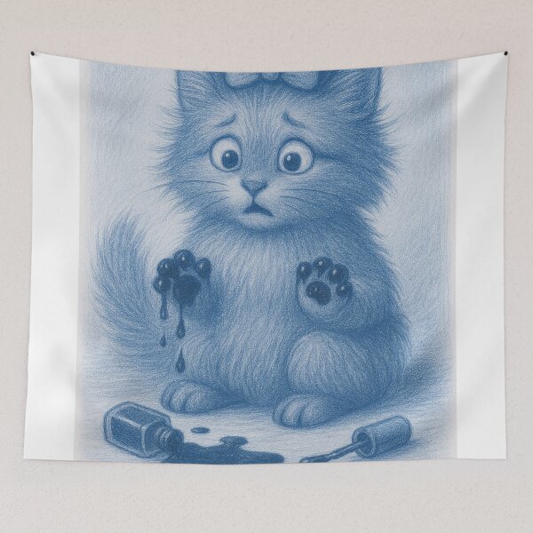 Item preview, Nicky - Blue Cat Nail Polish Mishap designed and sold by FonulaBlue.