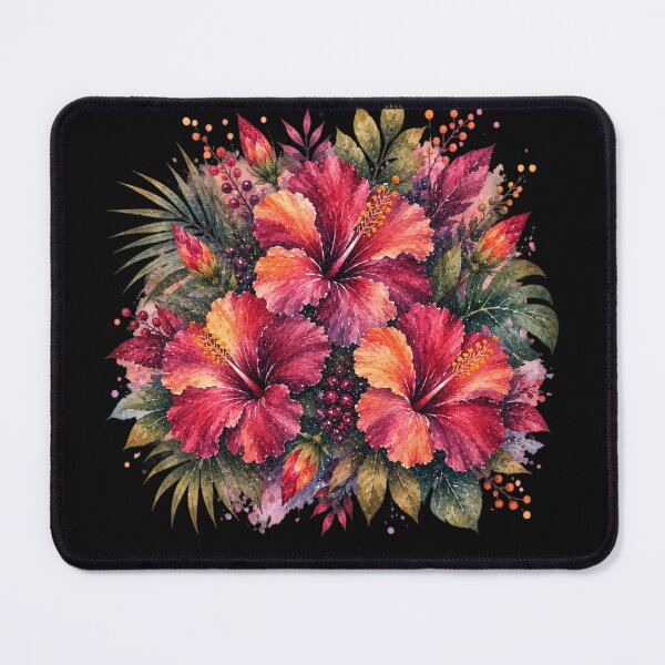 Item preview, Mysterious Tropical Hibiscus Bouquet | Watercolor Tropical Floral Art | Botanical Illustration designed and sold by IamNolmo.