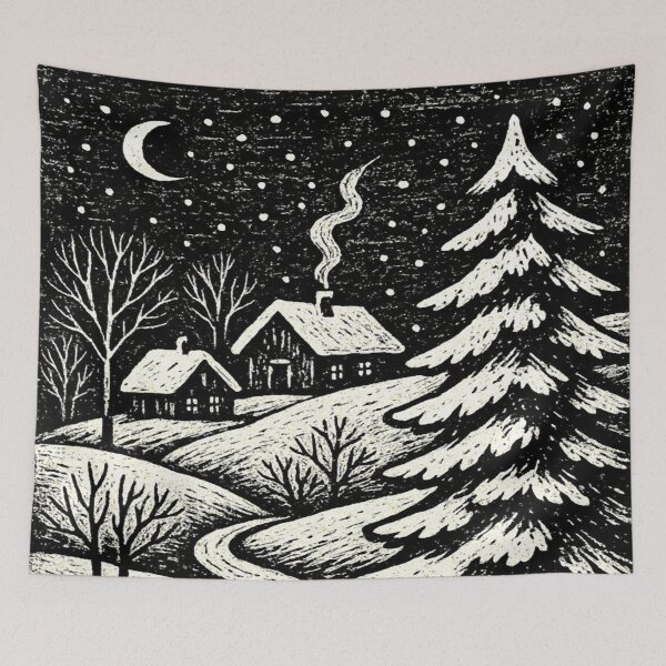 Item preview, Cabins in the Night designed and sold by ViaARTfactory.