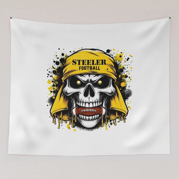Item preview, Steeler Football Skull Black and Gold Hood Graphic designed and sold by BarbaraBa33449.