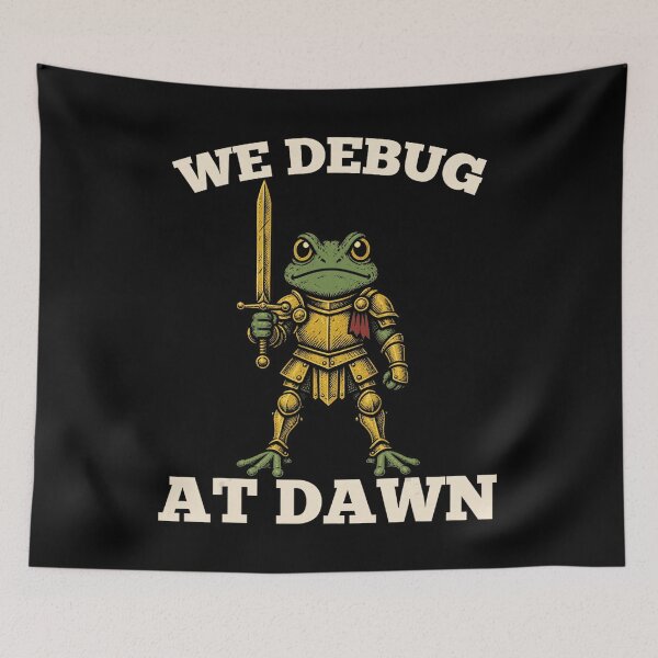 Item preview, We Debug at Dawn Frog Knight Programmer Coding Humor designed and sold by VioletNance.