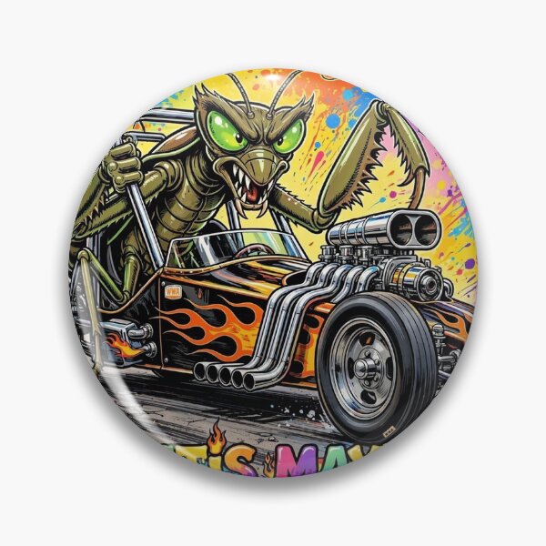 Item preview, WWA-Mantis Mayhem Praying Mantis Hot Rod lowbrow Art Prin designed and sold by WeirdWheeledArt.