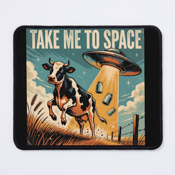 Item preview, Take Me to Space Funny Cow UFO Vintage Alien Farm designed and sold by Zizo-DR44.