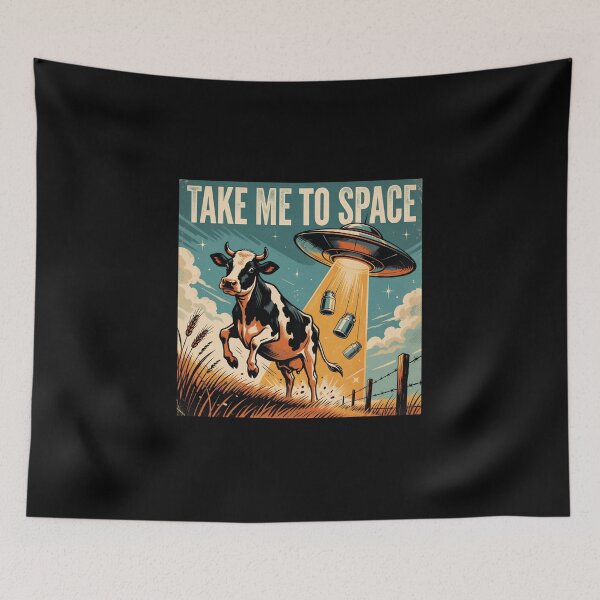 Item preview, Take Me to Space Funny Cow UFO Vintage Alien Farm  designed and sold by Zizo-DR44.