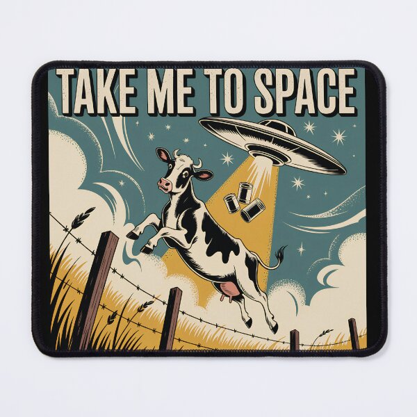Item preview, Take Me to Space Flying Cow UFO Vintage Retro Alien designed and sold by Zizo-DR44.