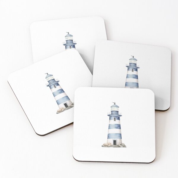 Item preview, Blue Watercolor Lighthouse | Coastal Nautical Art Print & Sticker designed and sold by Ramona-Gliga.
