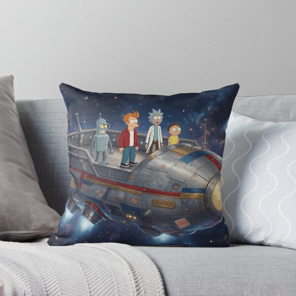 Item preview, Fry and Bender with Rick and Morty in space designed and sold by LeagueHeavenGG.