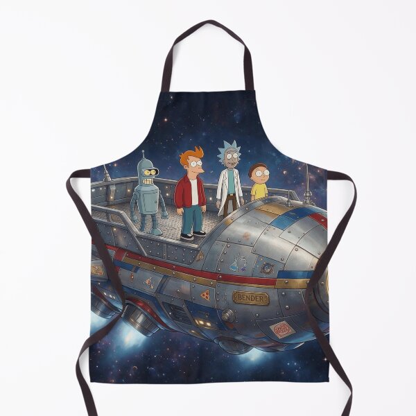Item preview, Fry and Bender with Rick and Morty in space designed and sold by LeagueHeavenGG.