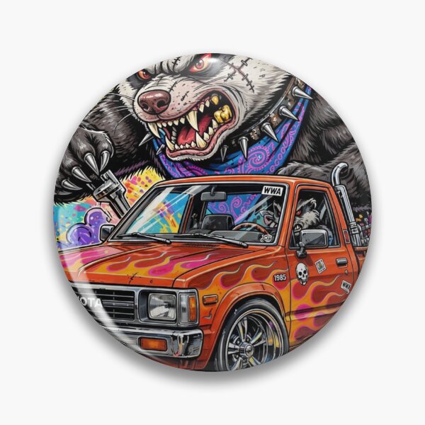 Item preview, WWA-Badger Brawl Punk Honey Badger Hot Rod Lowbrow Art Print designed and sold by WeirdWheeledArt.