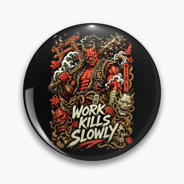 Item preview, Oni Demon Heavy Metal Woodcut Work Kills Slowly Shirt designed and sold by Tong4130.