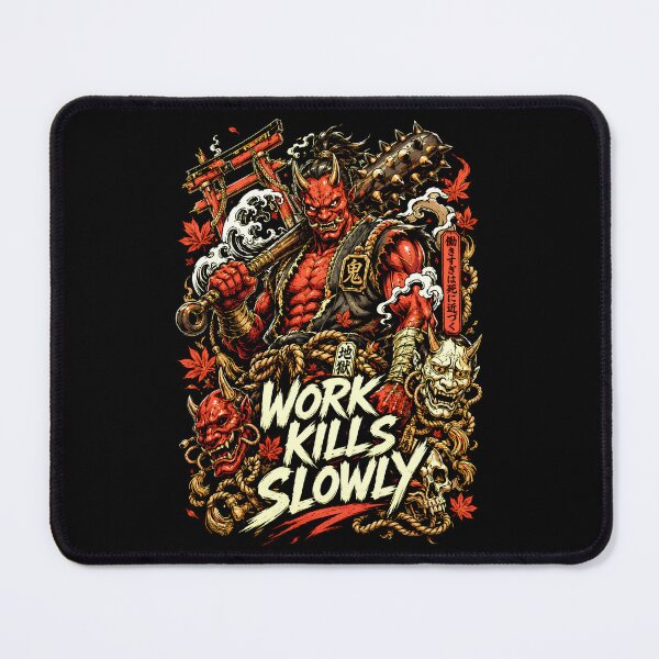 Item preview, Oni Demon Heavy Metal Woodcut Work Kills Slowly Shirt designed and sold by Tong4130.