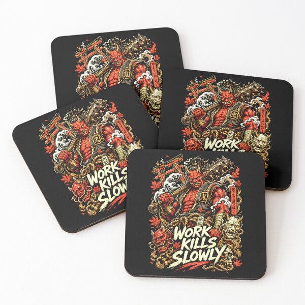 Item preview, Oni Demon Heavy Metal Woodcut Work Kills Slowly Shirt designed and sold by Tong4130.