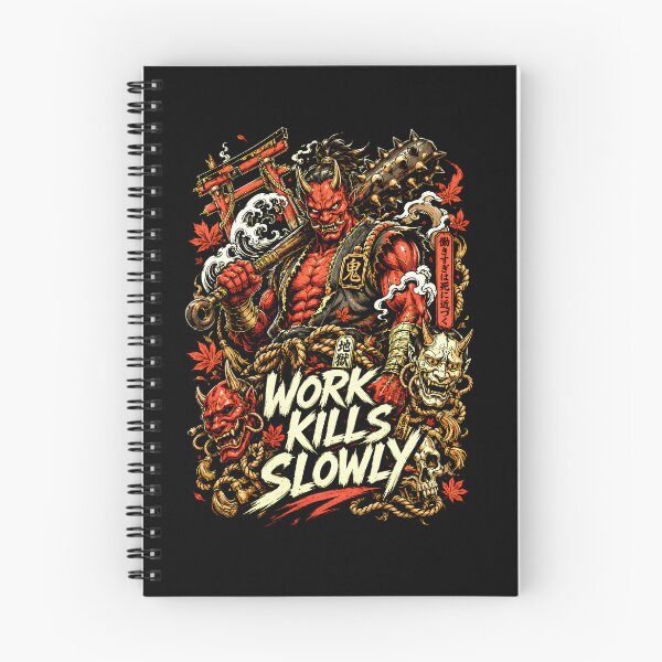 Item preview, Oni Demon Heavy Metal Woodcut Work Kills Slowly Shirt designed and sold by Tong4130.