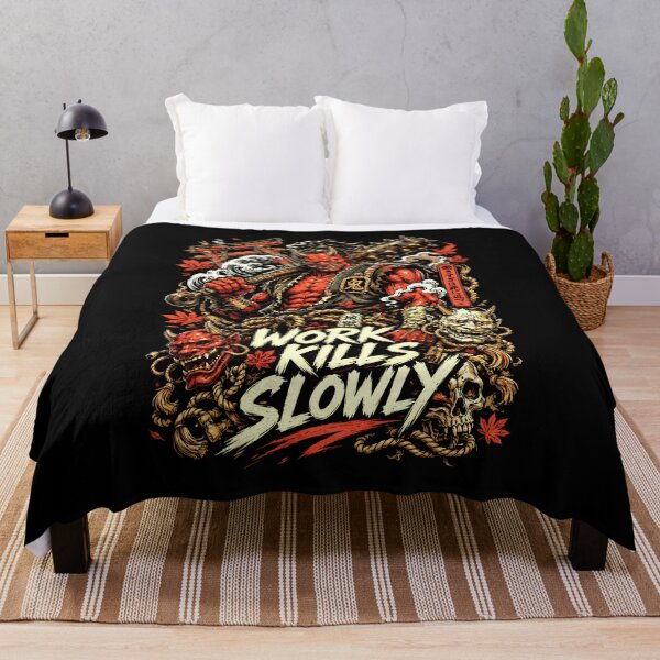 Item preview, Oni Demon Heavy Metal Woodcut Work Kills Slowly Shirt designed and sold by Tong4130.