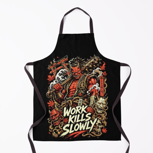 Item preview, Oni Demon Heavy Metal Woodcut Work Kills Slowly Shirt designed and sold by Tong4130.