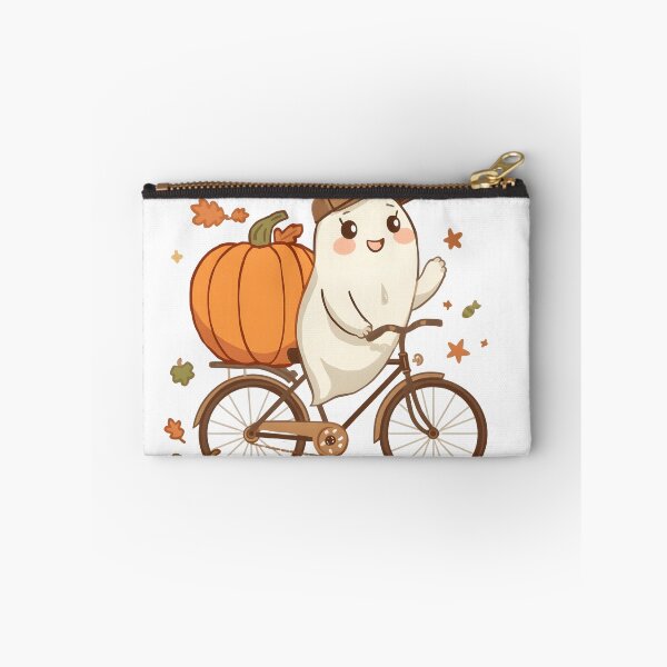 Item preview, Pumpkin Ghost Riding a Bicycle – Cute Fall Halloween Autumn Design designed and sold by ColorClouds.