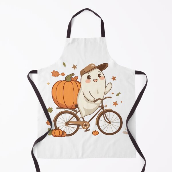 Item preview, Pumpkin Ghost Riding a Bicycle – Cute Fall Halloween Autumn Design designed and sold by ColorClouds.