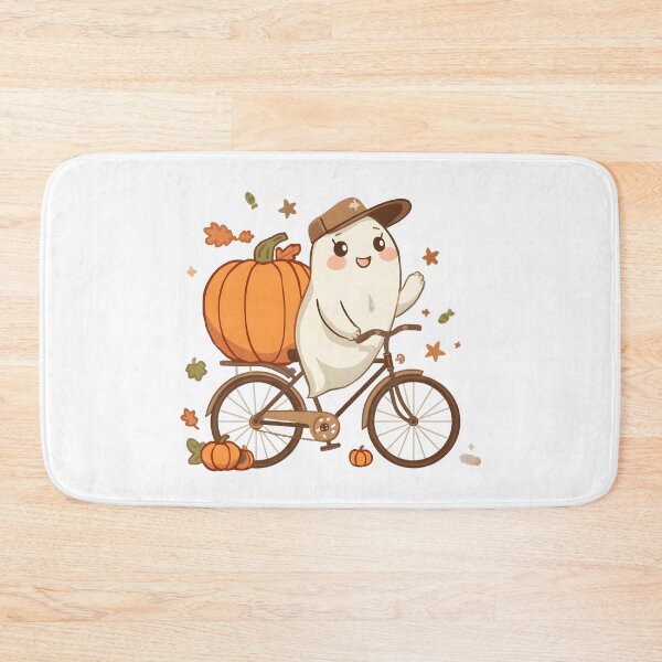 Item preview, Pumpkin Ghost Riding a Bicycle – Cute Fall Halloween Autumn Design designed and sold by ColorClouds.