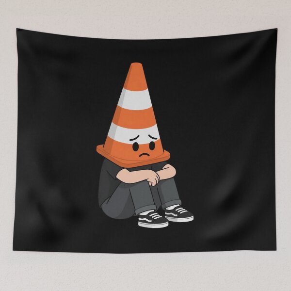 Item preview, Sad Traffic Cone Person Sitting Dow designed and sold by Mudslinger8688.