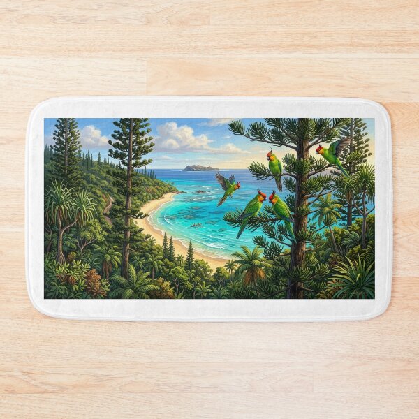 Item preview, Horned Parakeets — Soaring Above the Turquoise Bay designed and sold by Hawaii26.