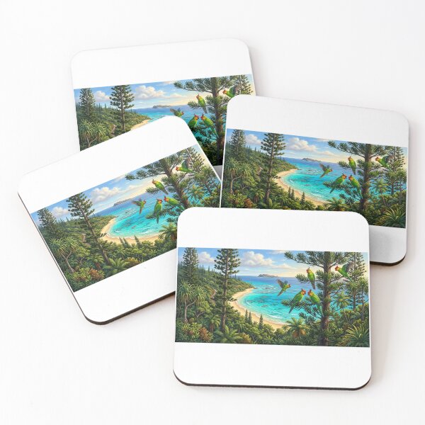 Item preview, Horned Parakeets — Soaring Above the Turquoise Bay designed and sold by Hawaii26.