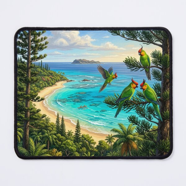 Item preview, Horned Parakeets — Soaring Above the Turquoise Bay designed and sold by Hawaii26.
