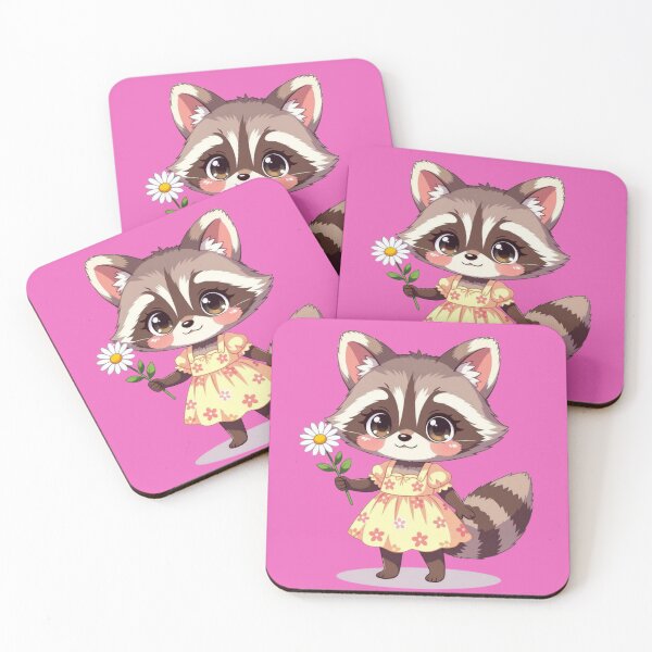 Item preview, Cute Kawaii Raccoon Girl in Sundress holding Daisy designed and sold by Uniquely Yours.