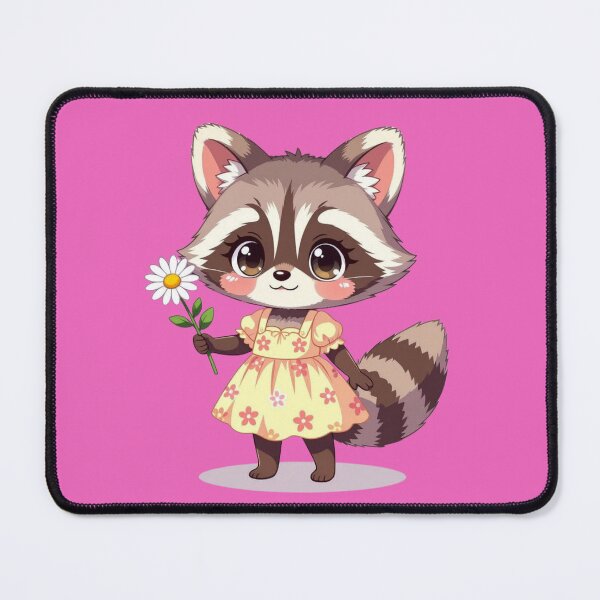 Item preview, Cute Kawaii Raccoon Girl in Sundress holding Daisy designed and sold by Uniquely Yours.