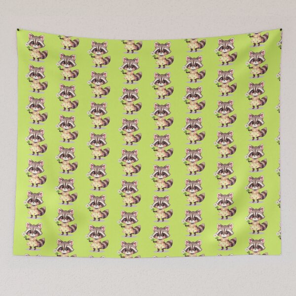 Item preview, Cute Kawaii Raccoon Girl in Sundress holding Daisy designed and sold by Uniquely Yours.