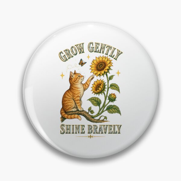 Item preview, Grow Gently Shine Bravely – Cat and Sunflowers designed and sold by NinaCreator.