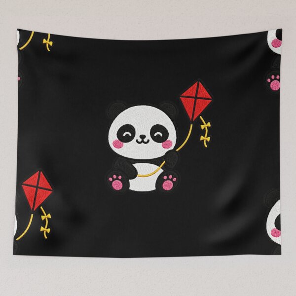 Item preview, Cute Panda Flying Kite Kawaii Embroidery Patch designed and sold by ColorSplash123.