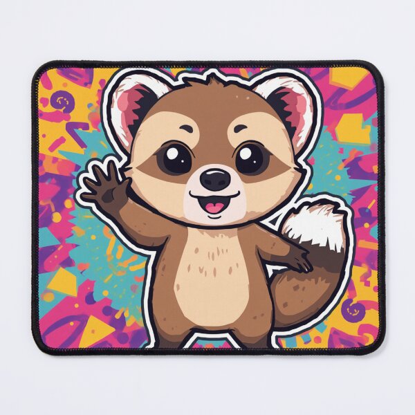 Item preview, Cute Kawaii Waving Pine Marten Colorful Pop Art designed and sold by Uniquely Yours.